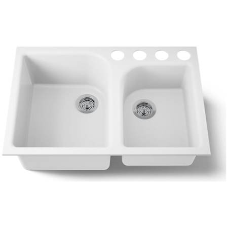 Kohler Executive Chef 33" Double Basin Under-Mount Enameled Cast-Iron Kitchen Sink White