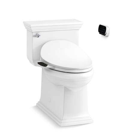 Kohler Memoirs One-Piece Compact Elongated Comfort Height Toilet with Skirted Trapway - Includes PureWash E750 Elongated Bidet Seat with Remote Control White