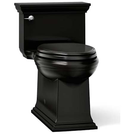 Kohler Memoirs 1.28 GPF Compact Elongated One-Piece Comfort Height Toilet with AquaPiston and Glenbury Quiet-Close Seat Included Black Black