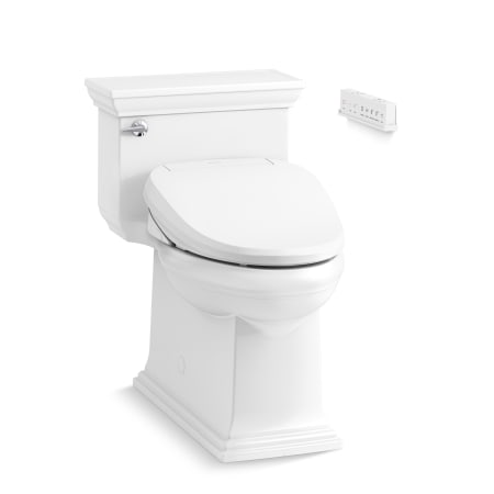 Kohler Memoirs One-Piece Compact Elongated Comfort Height Toilet with Skirted Trapway - Includes PureWash E820 Elongated Bidet Seat with Remote Control White