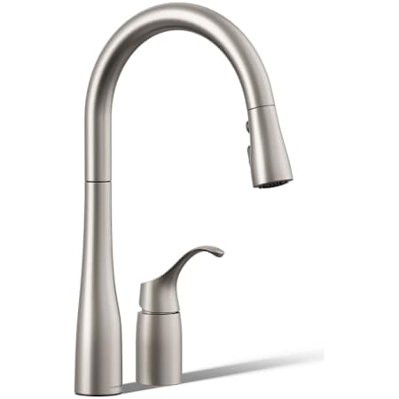 Kohler Simplice Two-Hole Kitchen Sink Faucet with 16-1/8" Pull-Down Swing Spout, DockNetik Secure Docking System, and a 3-Function Sprayhead Featuring Sweep Spray Stainless Steel