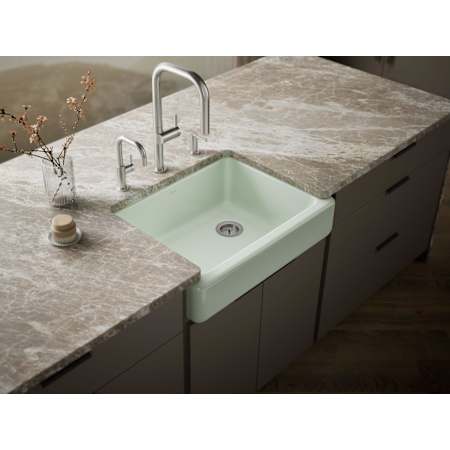 Kohler Whitehaven 29-1/2" Self-Trimming Farmhouse Single Basin Enameled Cast Iron Kitchen Sink Aspen Green