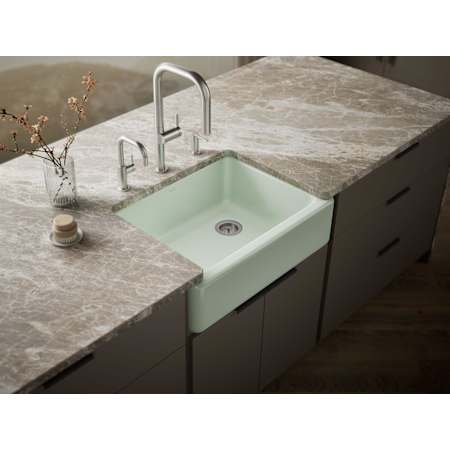 Kohler Whitehaven 29-11/16" Self-Trimming Farmhouse Single Basin Enameled Cast Iron Kitchen Sink Aspen Green
