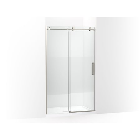 Kohler Composed 78" High x 47-7/8" Wide Sliding Semi Frameless Tempered Glass Shower Door with Frosted Privacy Band, Controlled Close, and CleanCoat+ Anodized Brushed Nickel