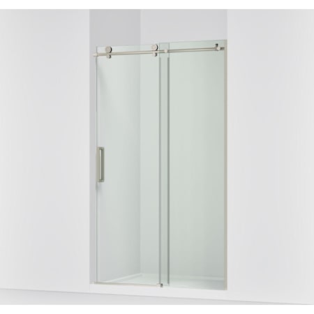 Kohler Composed 78" High x 47-7/8" Wide Sliding Semi Frameless Tempered Glass Shower Door with Controlled Close and CleanCoat+ Technologies Anodized Brushed Nickel