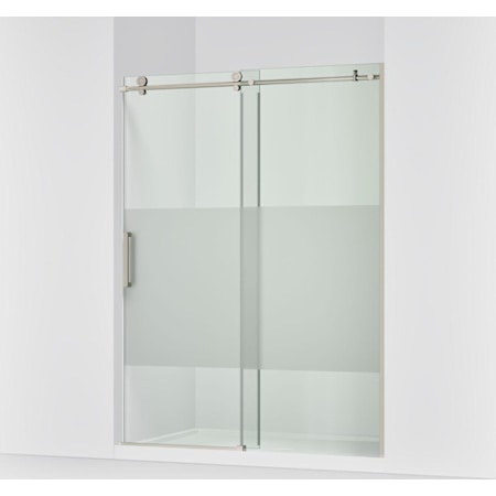Kohler Composed 78" High x 59-7/8" Wide Sliding Frameless Tempered Glass Shower Door with Frosted Privacy Band, Controlled Close, and CleanCoat+ Anodized Brushed Nickel