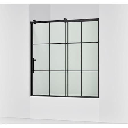 Kohler Rely 61-1/8" High x 59-5/8" Wide Sliding Frameless Tempered Glass Tub Door with Controlled Close and CleanCoat+ Technologies Matte Black