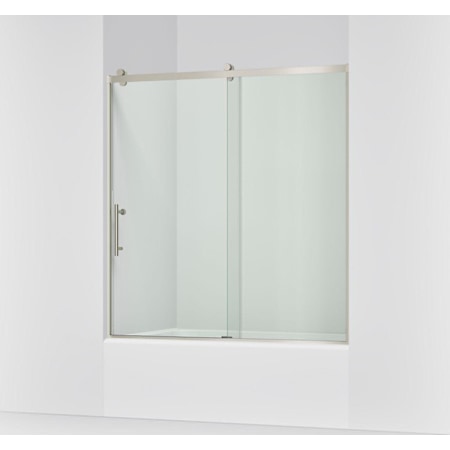 Kohler Rely 61-1/8" High x 59-5/8" Wide Sliding Frameless Tempered Glass Tub Door with Controlled Close and CleanCoat+ Technologies Anodized Brushed Nickel