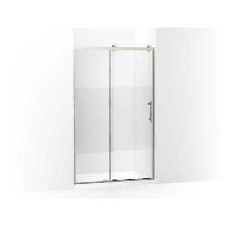 Kohler Rely 75-5/8" High x 47-5/8" Wide Sliding Semi Frameless Tempered Glass Shower Door with Controlled Close and CleanCoat+ Technologies Anodized Brushed Nickel