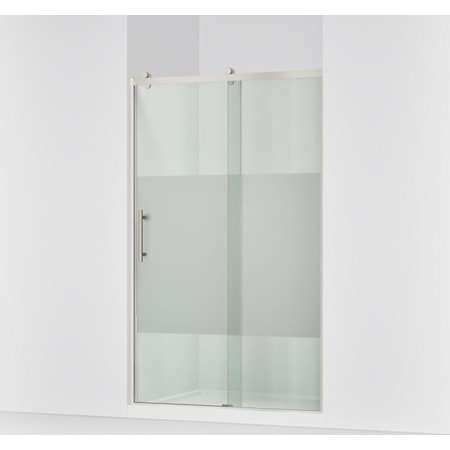 Kohler Rely 75-5/8" High x 47-5/8" Wide Sliding Semi Frameless Tempered Glass Shower Door with Controlled Close and CleanCoat+ Technologies Anodized Brushed Nickel