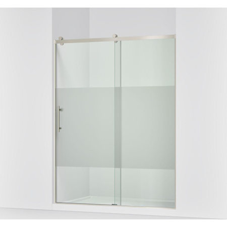 Kohler Rely 75-5/8" High x 59-5/8" Wide Sliding Frameless Tempered Glass Shower Door with Controlled Close and CleanCoat+ Technologies Anodized Brushed Nickel
