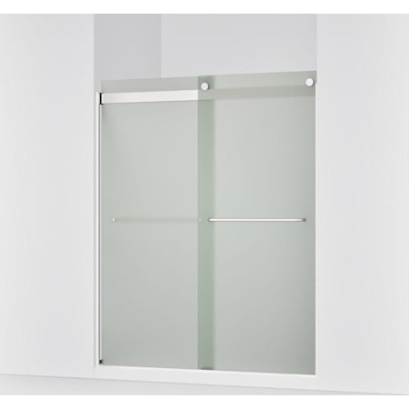 Kohler Levity 74" High x 59-5/8" Wide Sliding Frameless Shower Door with Frosted Glass Bright Silver