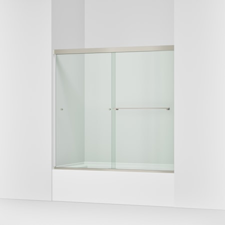 Kohler Revel 71-1/4" High x 59-5/8" Wide Sliding Frameless Tub Door with Clear Glass and Entity 60" Tub Anodized Brushed Nickel