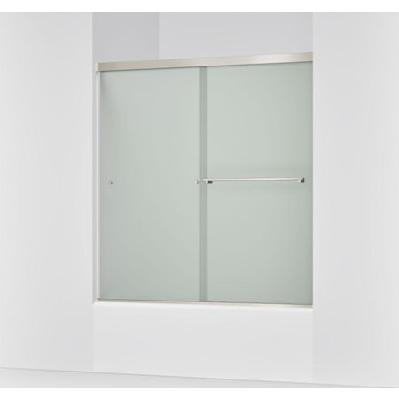 Kohler Revel 62" High x 59-5/8" Wide Sliding Frameless Shower Door with Frosted Glass Anodized Brushed Nickel