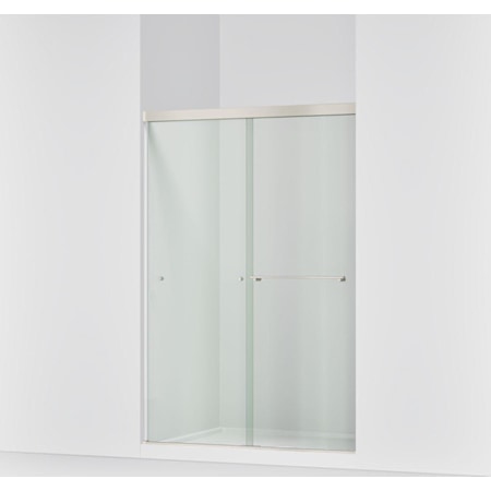 Kohler Revel 70"High x 47-5/8" Wide Frameless Sliding Shower Door with Clear Glass, Reversible Opening, and CleanCoat Anodized Brushed Nickel