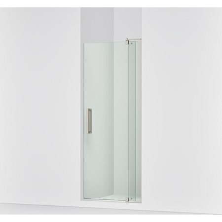 Kohler Revel 74"H x 27-5/16 – 31-1/8"W Pivot Frameless Shower Door with Thick Clear Glass Anodized Brushed Nickel