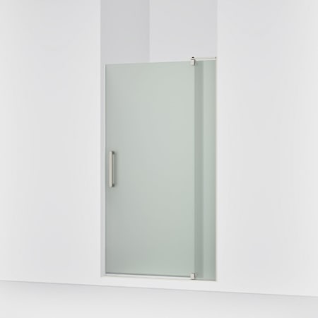 Kohler Revel 70" High x 40" Wide Hinged Frameless Shower Door with Frosted Glass Anodized Brushed Nickel