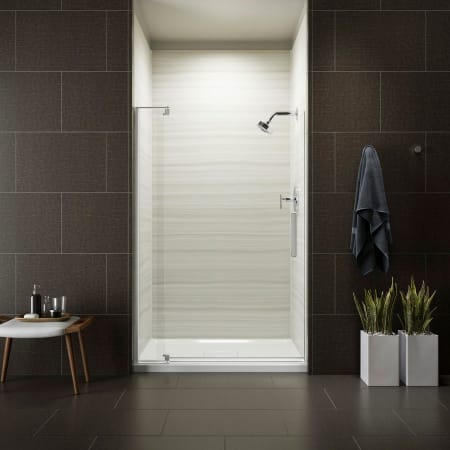 Kohler Revel 70" High x 35-1/8 - 40" Wide Pivot Frameless Shower Door with Thick Clear Glass Bright Polished Silver