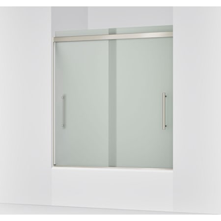 Kohler Pleat 63-9/16" High x 54-5/8" Wide Sliding Semi Frameless Shower Door with Frosted Glass Brushed Nickel