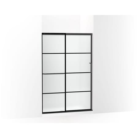 Kohler Elate 70-1/2" High x 47-5/8" Wide Sliding Framed Shower Door with Frosted Decorative Grid Glass Matte Black