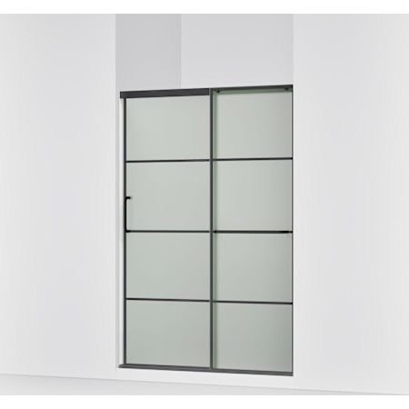 Kohler Elate 70-1/2" High x 53-5/8" Wide Sliding Framed Shower Door with Frosted Decorative Grid Glass Matte Black