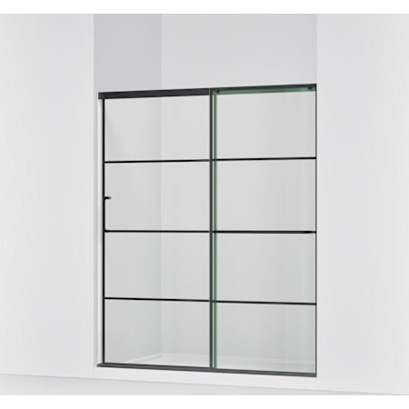 Kohler Elate 70-1/2" High x 59-5/8" Wide Sliding Framed Shower Door with Clear Decorative Grid Glass Matte Black
