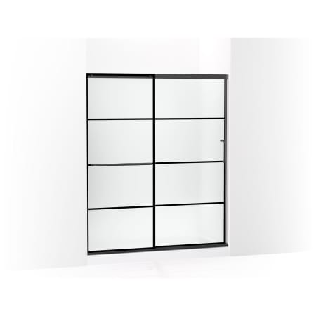Kohler Elate 70-1/2" High x 59-5/8" Wide Sliding Framed Shower Door with Frosted Decorative Grid Glass Matte Black