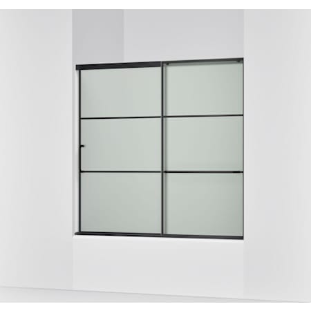 Kohler Elate 56-3/4" High x 59-5/8" Wide Sliding Framed Tub Door with Frosted Decorative Grid Glass Matte Black