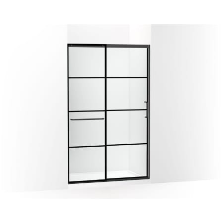 Kohler Elate 75-1/2" High x 47-5/8" Wide Sliding Framed Shower Door with Clear Decorative Grid Glass Matte Black