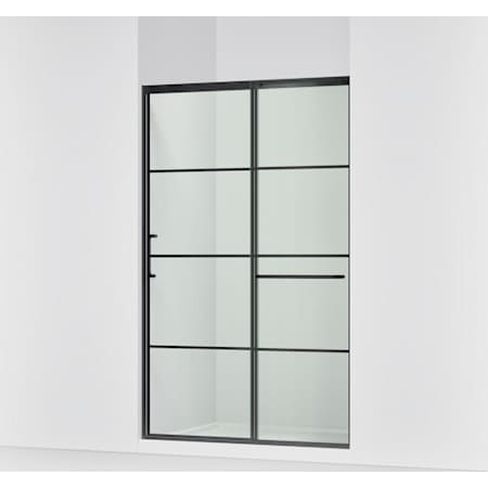 Kohler Elate 75-1/2" High x 47-5/8" Wide Sliding Framed Shower Door with Clear Decorative Grid Glass Matte Black