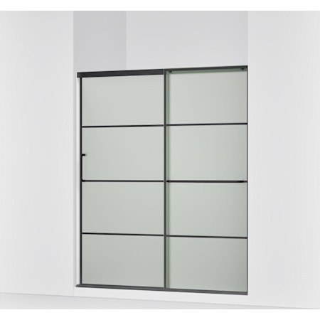 Kohler Elate 75-1/2" High x 59-5/8" Wide Sliding Framed Shower Door with Frosted Decorative Grid Glass Matte Black