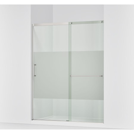 Kohler Elate 75-1/2" High x 59-5/8" Wide Sliding Semi Frameless Shower Door with Clear Glass and Frosted Privacy Strip Anodized Matte Nickel