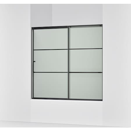 Kohler Elate 56-3/4" High x 59-5/8" Wide Sliding Framed Tub Door with Frosted Decorative Grid Glass Matte Black