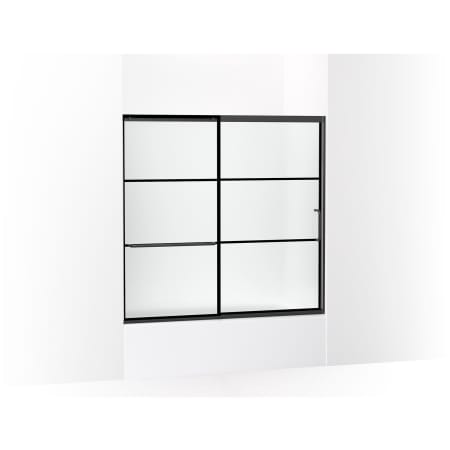 Kohler Elate 56-3/4" High x 59-5/8" Wide Sliding Framed Tub Door with Frosted Decorative Grid Glass Matte Black