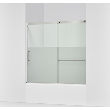 Kohler Elate 56-3/4" High x 59-5/8" Wide Sliding Semi Frameless Tub Door with Clear Glass and Frosted Privacy Strip Anodized Matte Nickel