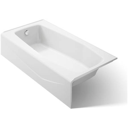 Kohler Villager Collection 60" Three Wall Alcove Cast Iron Three Wall Alcove Soaking Bath Tub with Left Hand Drain White