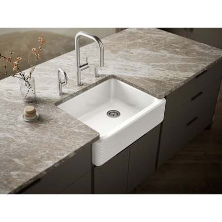 Kohler Whitehaven 29-11/16" Single Basin Farmhouse Enameled Cast Iron Kitchen Sink White
