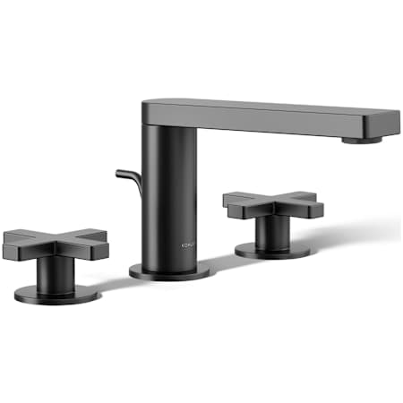 Kohler Composed Widespread Bathroom Faucet with Cross Handles and Pop-Up Drain Matte Black