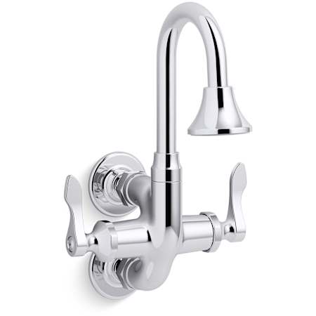 Kohler Triton Bowe Cannock 1.2 GPM Wall Mounted Double Hole Bathroom Faucet - Less Drain Assembly Polished Chrome