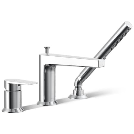 Kohler Taut Deck Mounted Roman Tub Filler with Built-In Diverter - Includes Hand Shower Polished Chrome