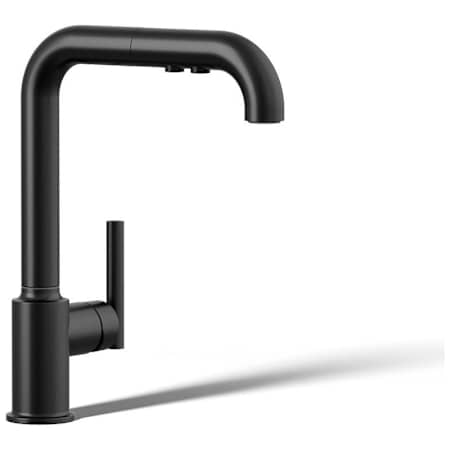 Kohler Purist 1.5 GPM Single Hole Pull Out Kitchen Faucet Matte Black