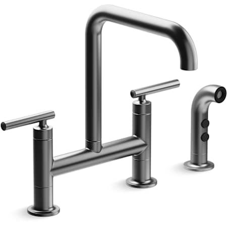 Kohler Purist 1.5 GPM Widespread Bridge Kitchen Faucet Brushed Graphite