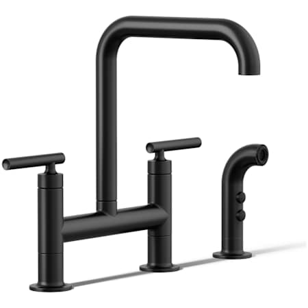 Kohler Purist 1.5 GPM Widespread Bridge Kitchen Faucet Matte Black