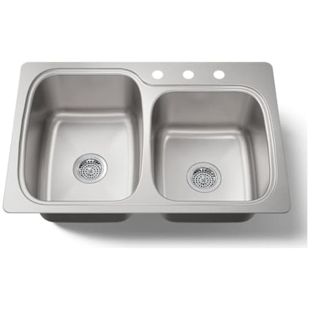 Kohler Verse 33" Double Basin Top-Mount/Under-Mount 18-Gauge Stainless Steel Kitchen Sink with SilentShield Stainless Steel
