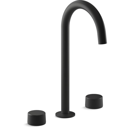 Kohler Components 1.2 GPM Widespread Tube Spout Vessel Bathroom Faucet with Oyl Handles, UltraGlide Technology and Pop-Up Drain Assembly Matte Black