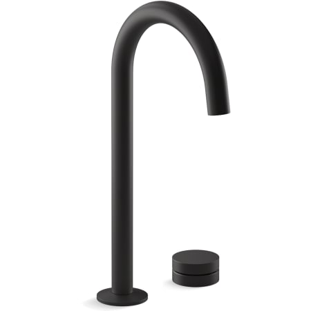 Kohler Components 1.2 GPM Widespread Vessel Bathroom Faucet with Tall Tube Spout, Rocker Handle, and Pop-Up Drain Assembly Matte Black