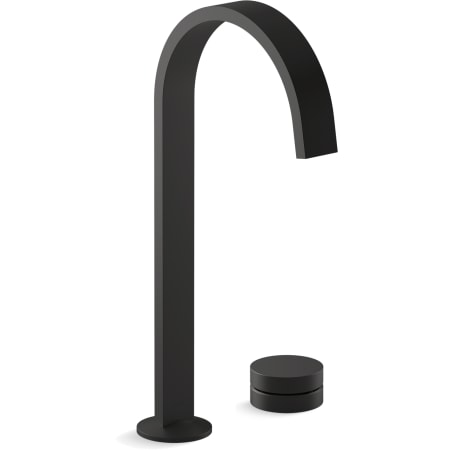 Kohler Components 1.2 GPM Widespread Vessel Bathroom Faucet with Tall Ribbon Spout, Rocker Handle, and Pop-Up Drain Assembly Matte Black