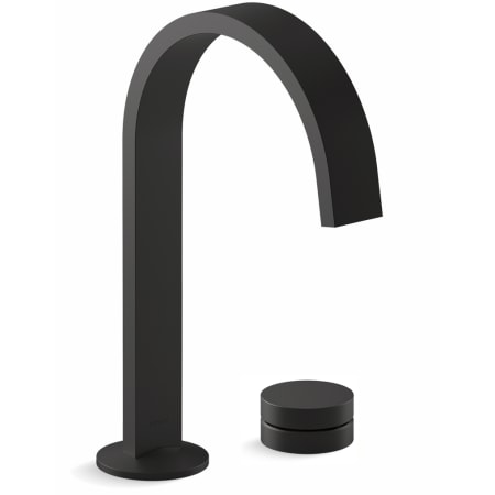 Kohler Components 1.2 GPM Widespread Bathroom Faucet with Ribbon Spout, Rocker Handle, and Pop-Up Drain Assembly Matte Black