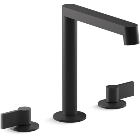 Kohler Components 1.2 GPM Widespread Row Spout Bathroom Faucet with Lever Handles, UltraGlide Technology and Pop-Up Drain Assembly Matte Black