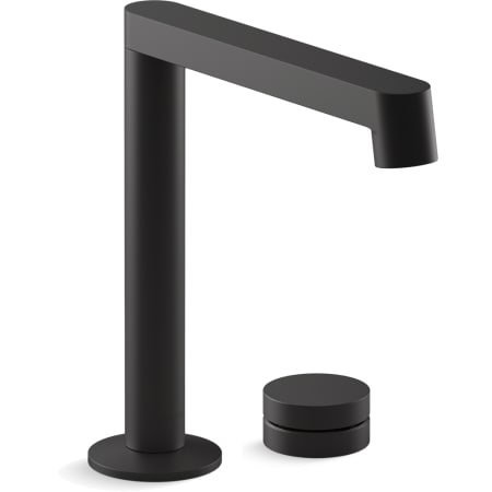 Kohler Components 1.2 GPM Widespread Bathroom Faucet with Row Spout Design, Rocker Handle, and Pop-Up Drain Assembly Matte Black